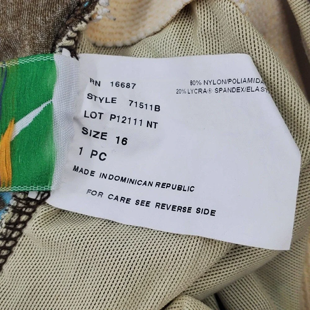 Paradise Bay Swimsuit One Piece Bathing Suit Brown Starfish Size 16 - Picture 5 of 9